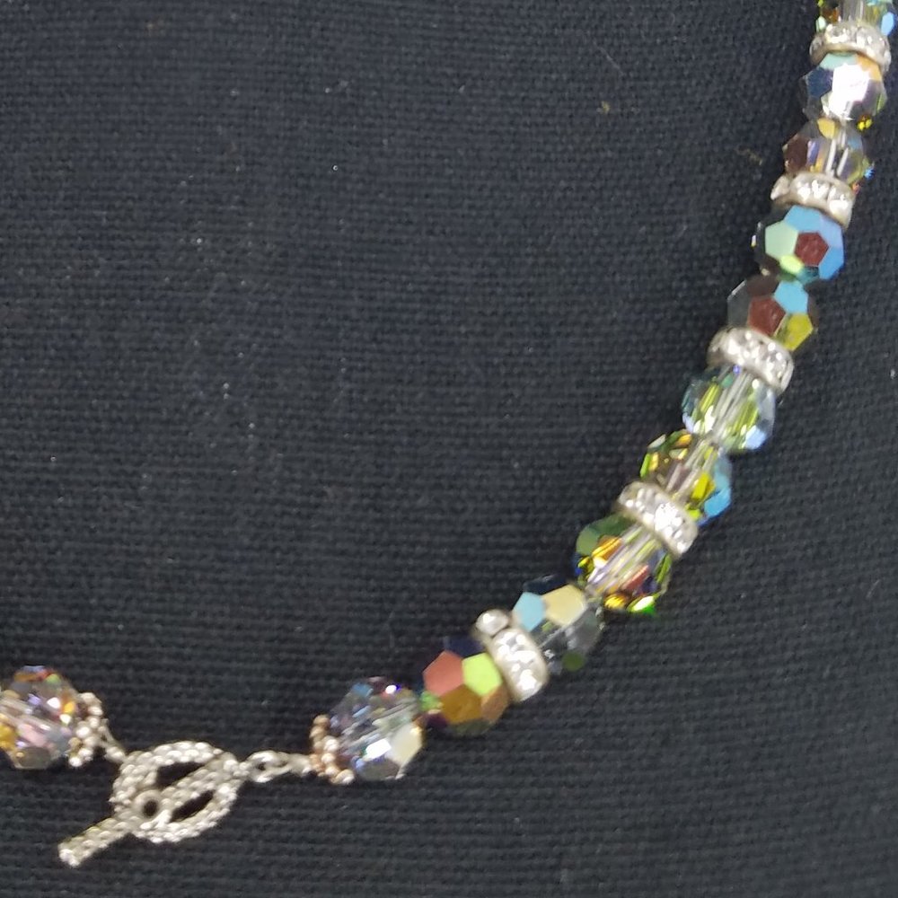Swarovski Crystal Beads & spacers Necklace AB Iridescent Vitrail Medium